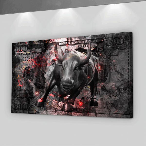 Wandkunst Wall Street Charging Bull Leinwand Malerei Nordic Poster und Drucke Dekoration Bilder Wohnzimmer Salon KEIN Rahmen