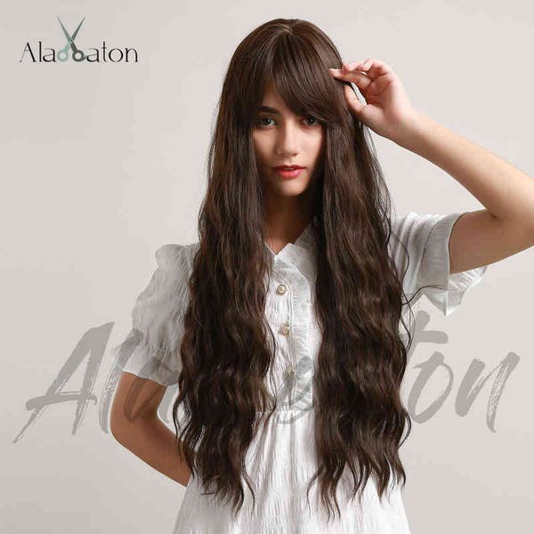 

wind synthetic wig black brown long curly hair with bangs wavy female 220527