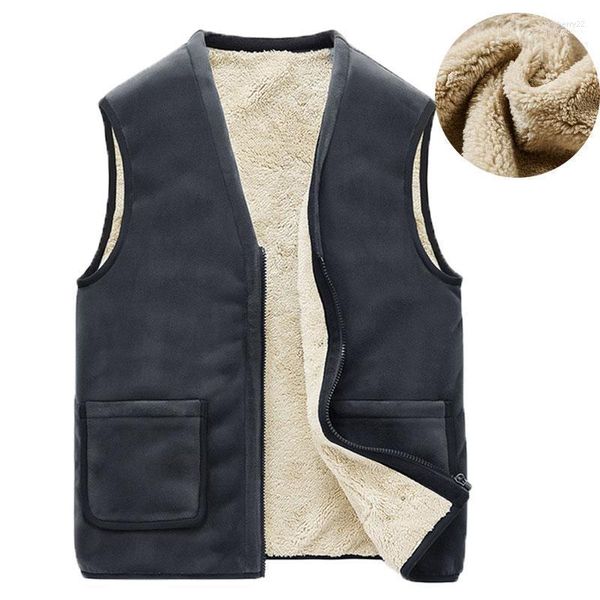 Coletes masculinos outono de inverno casual jaqueta sem mangas homens lã quente colete 5xl preto grosso gilet chaleco1 stra22