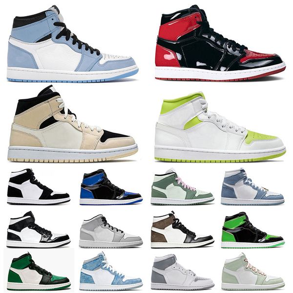 

jumpman 1 1s designer basketball shoes for mens womens panda white lime bred patent og dark mocha mid dutch green carbon fiber sports sneake