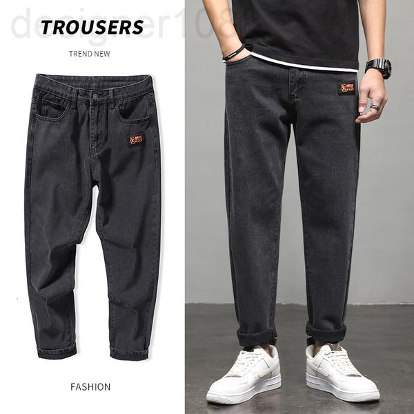 

men's jeans designer loose men's straight pants plush 2021 new trend pants large fat guy wear eek4, Blue