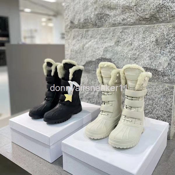 

boots high end quality winter shell head short boots magic patch leather wool integrated snow thick soled martin, Black