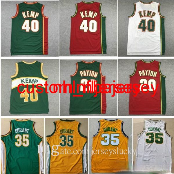 Economici Uomo Vintage Verde Bianco Rosso 20 The Glove Gary Payton Jersey 34 Ray Allen 40 Reign Man Shawn Kemp 11 Detlef Schrempf All Stitched S-XXL