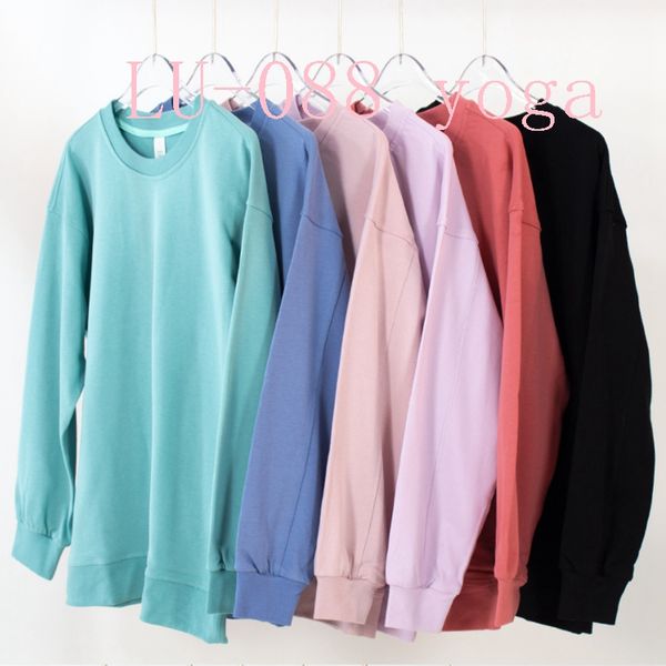 

lu-088 perfectly oversized women's crewneck sweatshirt streetwear 2022 women baggy sweater sweatshirt winter, Black