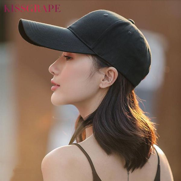 

new cotton baseball caps hats solid color long visor hats for men female street style snapback dad caps youth gorras 210311238g, Blue;gray