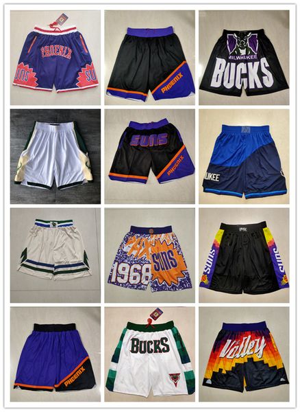 

phoenix''suns''men milwaukee''bucks''men throwback basketball shorts pocket, Black