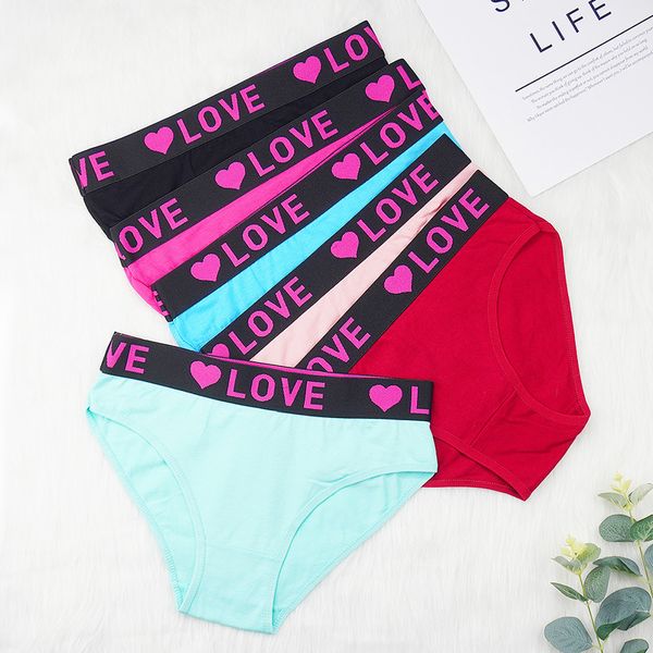 

cotton panties women's briefs 6pcs/set mid-rise shorts fashion letter /l/xl bikini female underpants wholesale lots bulk 220511, Black;pink