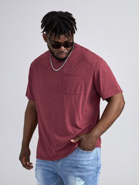 

extended sizes men patch pocket solid tee l2e3#, White;black