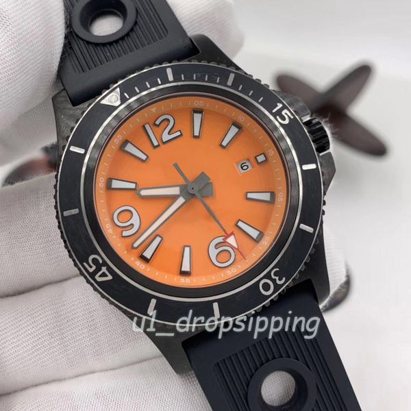 - Dropshipping Mechanical Watch Mens Watches 46 мм большой апельсиновый циферблат резиновый ремешок вращающиеся бэзель модные.