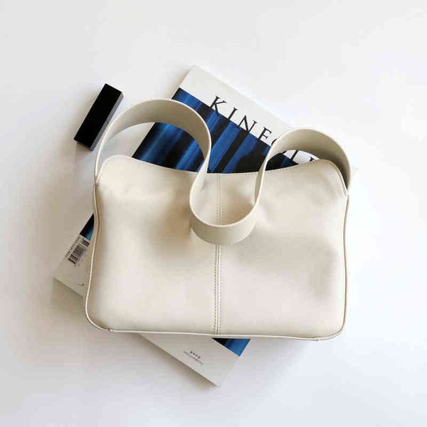 

armpit shoulder bag 2021 brand new fashion niche wide shoulder strap single women's shoulder genuine leather underarm bag white g220421