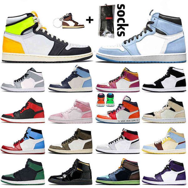 

2021 fashion jumpman 1 high og volt university blue 1s women mens outdoor shoes white shadow mid familia fearless trainers sneakers