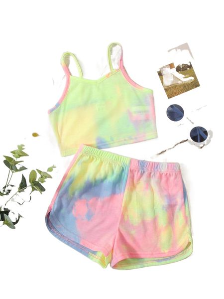 

plus tie dye cami & track shorts c8rc#, Black