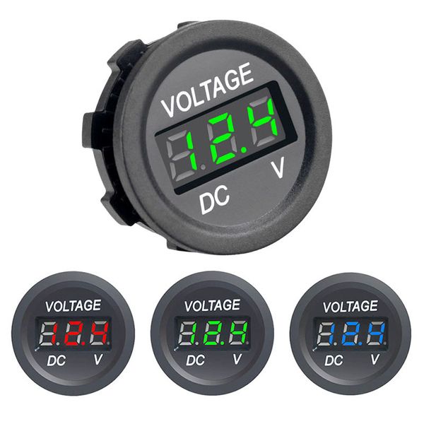 LED Dijital Ekran Voltmetre Paneli 12/24V Su geçirmez Dijital Yuvarlak Panel Volt Test Cihazı Tekne Deniz Aracı Motosiklet