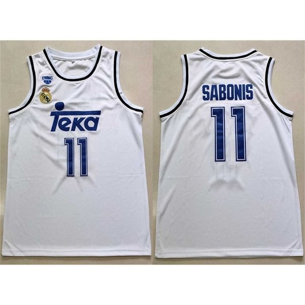 Xflsp Nikivip Spains league Bianco # 11 Arvydas Sabonis Maglia da basket da uomo cucita personalizzata con qualsiasi numero Nome maglie