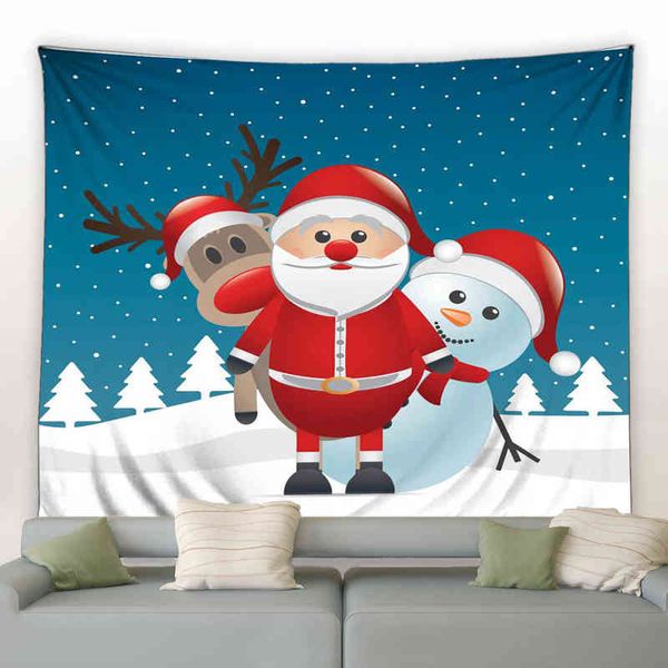 Decoração de Natal Tapestry Natal Árvore Santa Elks Snowdoll Posters de jardim pendurados do jardim do lado de fora da casa estética J220804