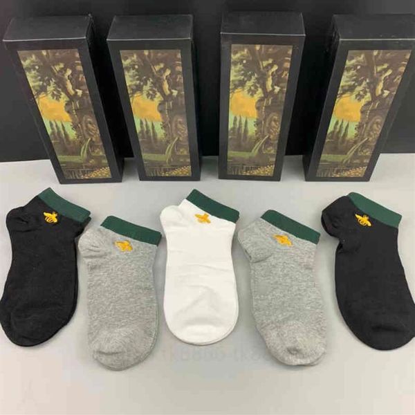 

mens womens sock designer socks summer short sock luxury little bee cotton with boxfashion222z, Black