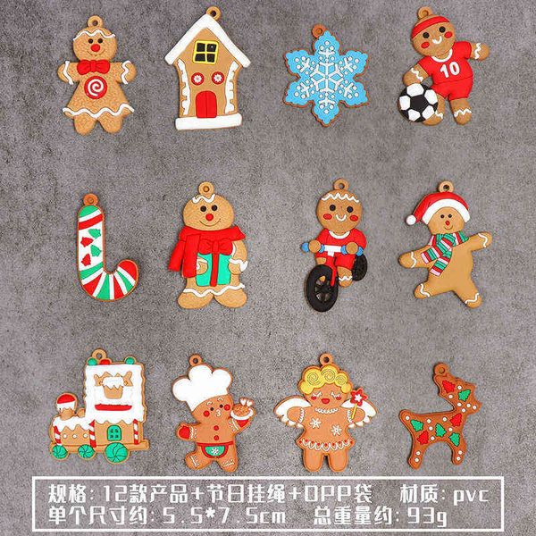 

factory outlet new christmas gingerbread man pendant pvc soft glue tree decoration snowman house crutch saint dijiao elk