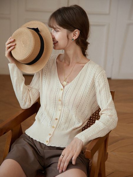 

simple retro button front cable knot cardigan u97j#, White;black