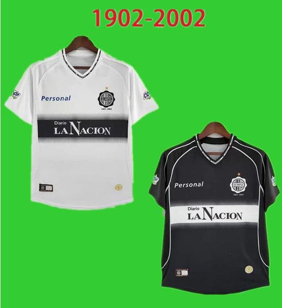 

1902 2002 retro olimpia soccer jerseys 100 years vintage football shirts home away classic black white 100th anniversary edition t shirt qua, Black;yellow