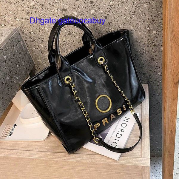 

women's luxury fashion handbags evening bags ch designer metal letter badge tote bag small mini body leather beach handbag large female
