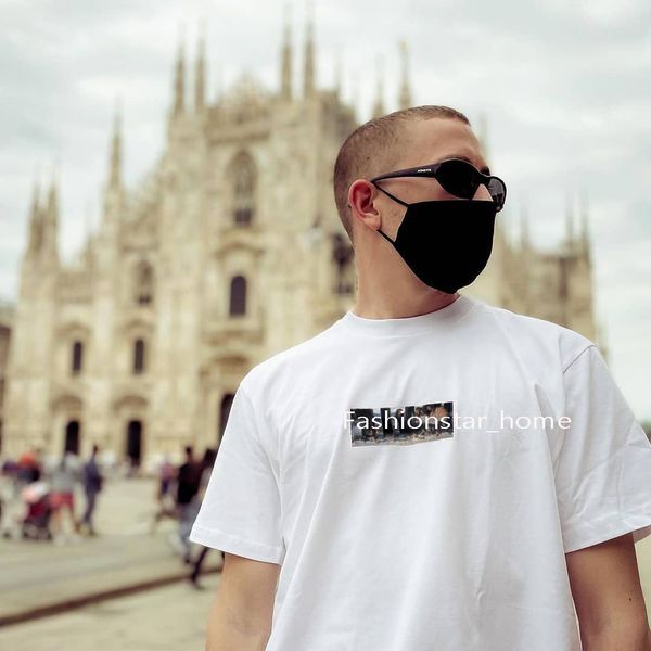 

21ss milan box tee opening limited dinner t-shirt summer high end designer street t-shirts breathable fashion casual men women couples short, White;black
