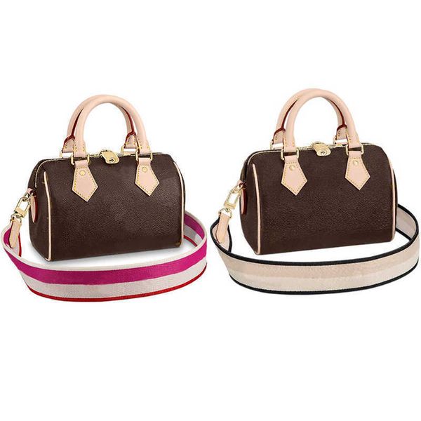 

m45948 m45957 speedy bandouliere 20 mini travel bag women's coated canvas weave boston satchel metal padlock designer shoulde302y
