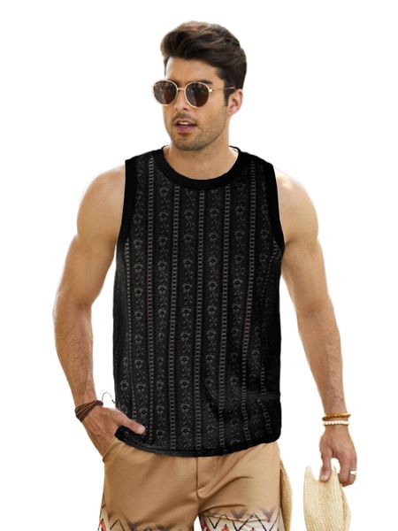 

men solid mesh tank e871#, White;black