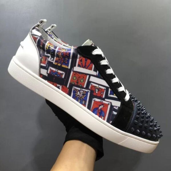 

luxury designer casual shoes red bottoms junior spiked sneaker seavaste orlato low lace up red sole sneakers men outdoor walking party dres, Black