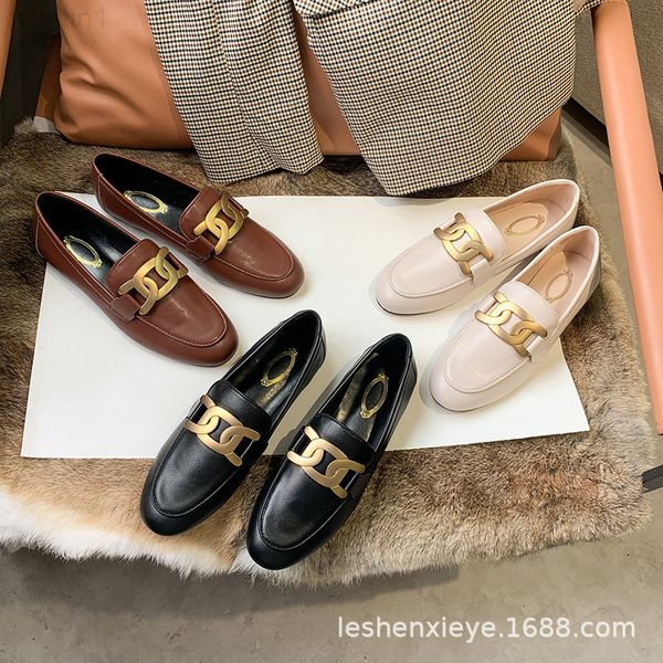 

boots designer horse buckle leather flat sole one foot pedal lefu shoes 2021 new british style single soft small womenbdhp 2022, Black