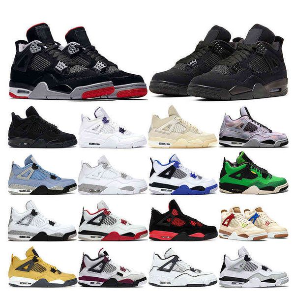 

basketball shoes 4 for men women 4s black cat jorda fire red thunder sail white cement purple metallic with mens trainers sports