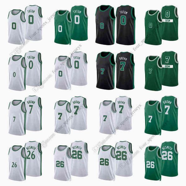 

printed 2022 new city basketball jerseys tatum jayson brown jaylen nesmith aaron al white horford derrick, Black