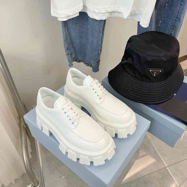 

dress shoes white polish leather platform loafers round toes shoes for women luxury designers lace-up heavy duty chunky sole monolith penny, Black