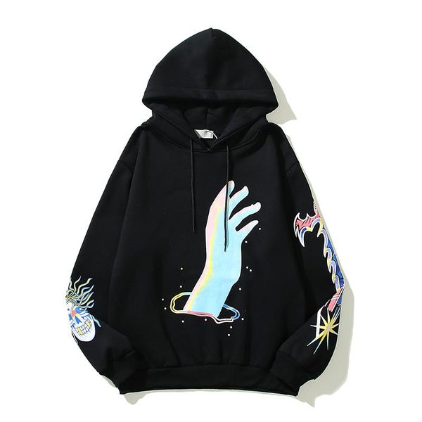 

men's hoodies & sweatshirts head and hands painted graffiti pullover fleece mens womens hip hop retro casual oversized hooded hoodiesme, Black