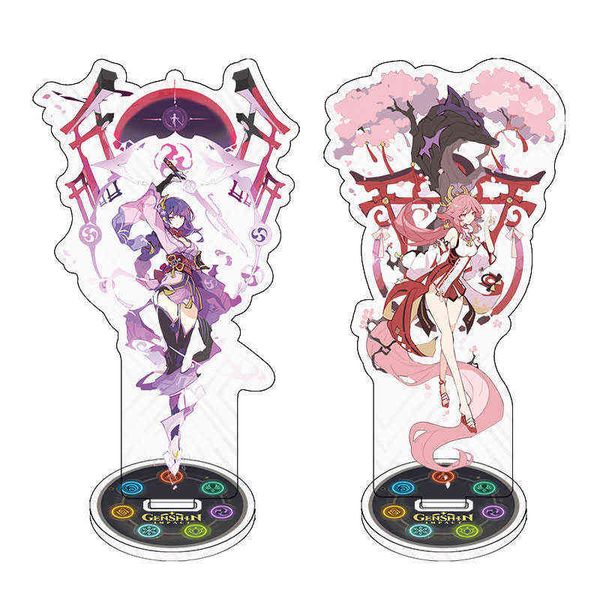 

game genshin impact figures raiden shogun yae hutao ganyu cosplay character genshin acrylic stand models plate desk decor gift aa220318, Silver