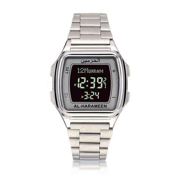 

muslim watch for prayer with azan qibla compass and hijri al harameen fajr time wristwatch islamic kids ramadan gift 0214, Slivery;brown