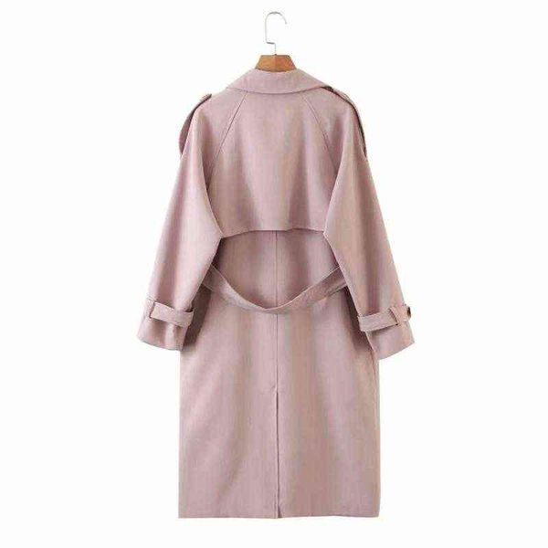 Женские траншеи Coats Puwd Vintage Women Women Pink Evashes Wetredbreaker 2021 Осенние моды Lake V Neck Double Breads Girl Girl Chic upwwe T220815