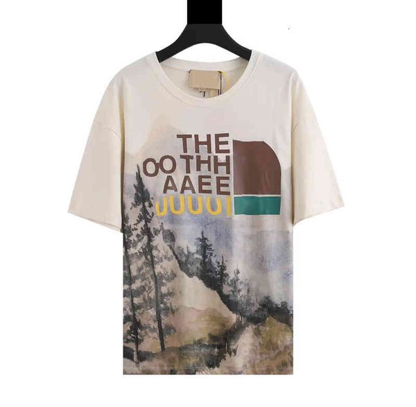 

women's t-shirt joint forest printed t-shirt short sleeve casual loose original quality a, White