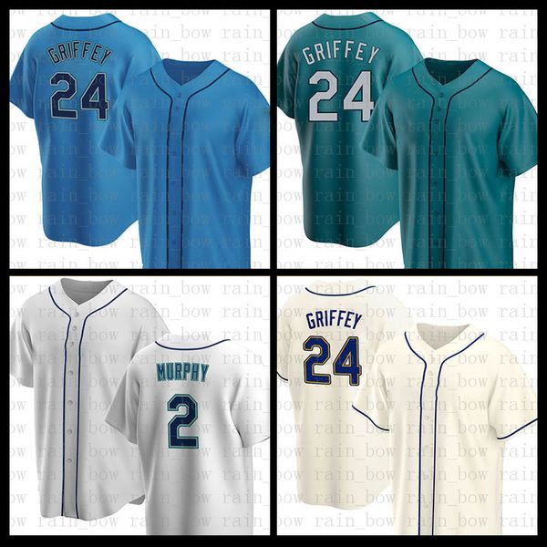 Camisa de beisebol Ken Griffey Jr. Jake Fraley Tom Murphy Luis Torrens Jarred Kelenic Abraham Toro Mitch Haniger Kyle Lewis Adam Frazier Ty França Dylan Moore