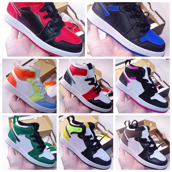 

2023 designer infants 1s 1 toddler kids basketball sport shoes kids breathable shoe trainers let boy girl volt gold cactus flower dark mocha, Black