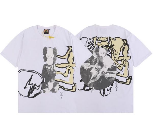 

high-quality fashion printing kaws lightning joint ts men's t-shirts fujiwara hiroshi with the same paragraph 100% cotton, White;black