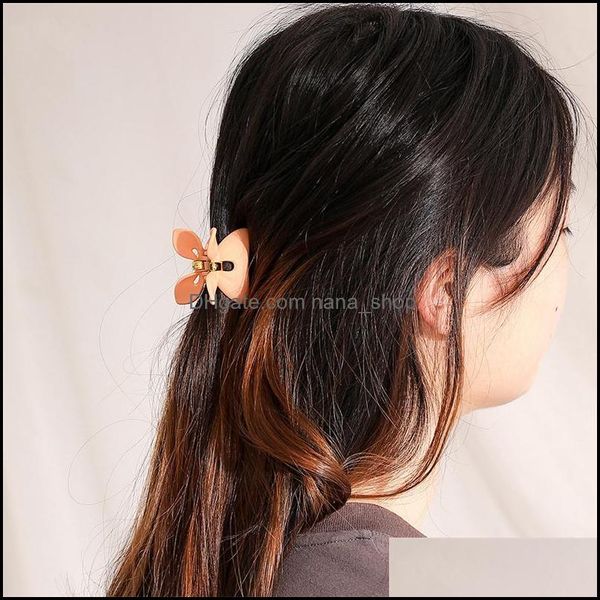 

clamps hair jewelry small size rabbit ear clip back clamp women pure color butterfly claw length 4 cm lady ponytai dhmvf, Slivery;golden