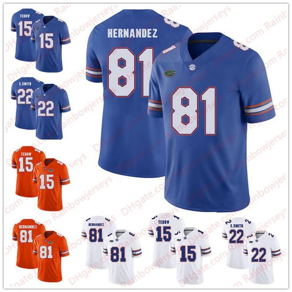

ncaa custom florida gators #81 aaron hernandez 15 tim tebow 5 emory jones 22 emmitt smith 13 feleipe franks 2018 college football 277d, Black