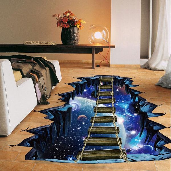 Tapeten Europäische Tapete 3D Wandaufkleber Galaxy Star Bridge Home Decor Aufkleber Abnehmbare Aufkleber Für Wohnzimmer Boden PaperWallpapers