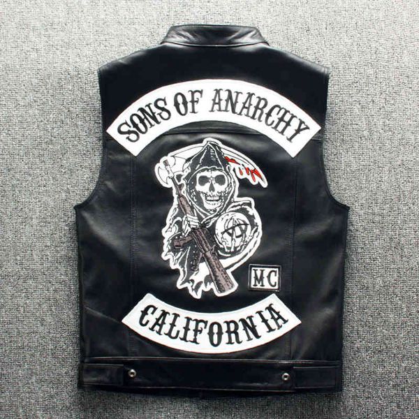 

new chaotic son leather vest male cowhide stand collar slim fit multi standard rock motorcycle, Black;brown