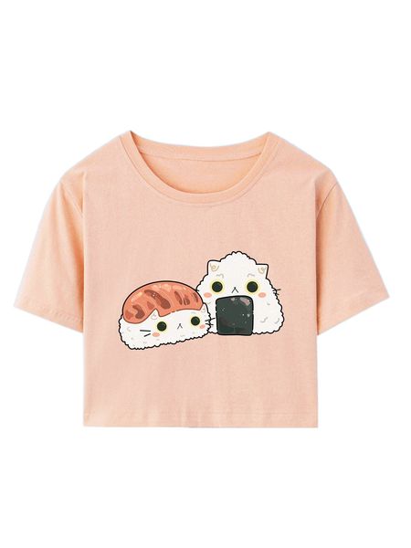 

romwe x the katsu shop cartoon graphic crop tee o6ej#, White