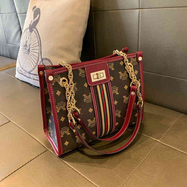 

women's bag 2022 trend luxury brand ladies handbag new chain printed pu large capacity bags