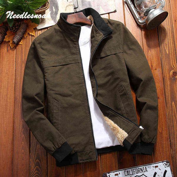 

needlesnoah winter men jackets 100% cotton casual solid fashion vintage warm vestes coats autumn outwear coat men y220803, Black;brown