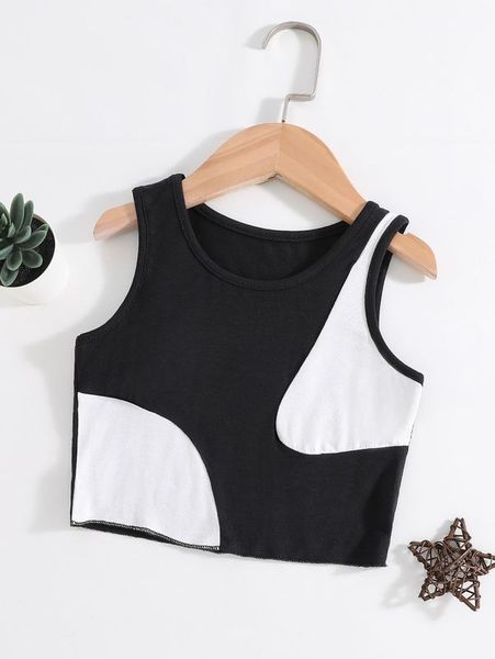 

toddler girls color block stitching tank she, Blue