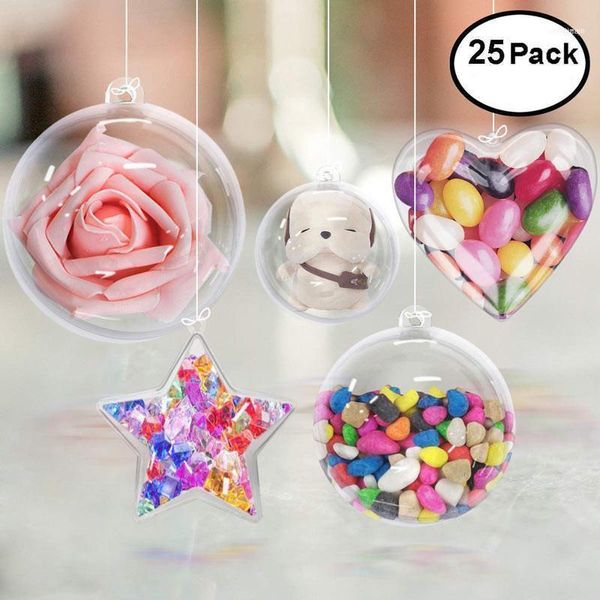 25pcs Bola de Natal Bola de plástico transparente Banho Bomba Bomb Party DIY pendurada Navidad Ornamentos Decoração Candy Gifts Box1