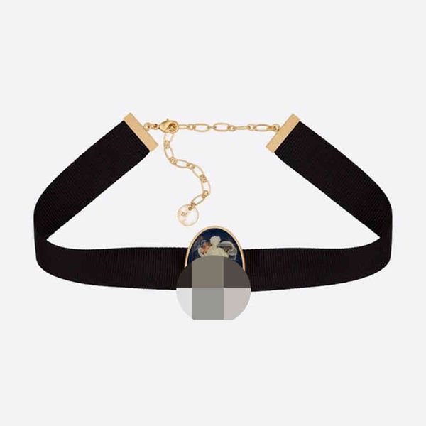 

d family women's black ribbon angel neck chain2022 luxury brand fashion design versatile necklace, Silver